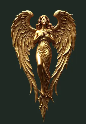 Ascension — winged gold guardian angel pendant