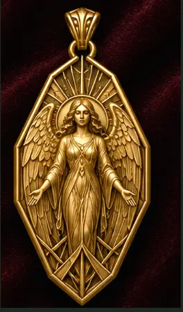 The Beloved Messenger — marquise gold angel talisman pendant