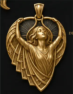Halo of Hope — rising gold angel talisman pendant