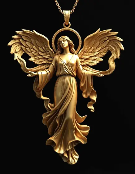 Joyful Ascension — dancing gold angel talisman pendant