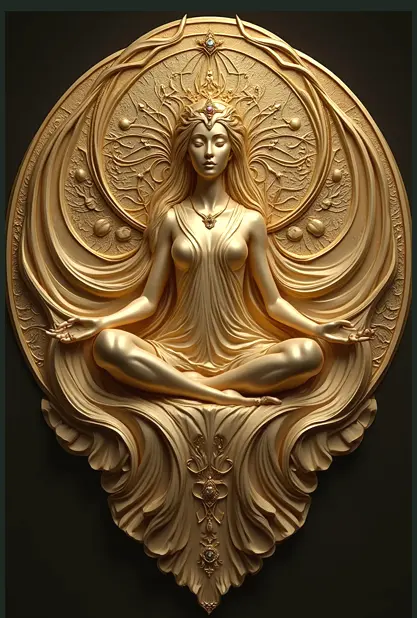 Lotus of Peace — meditating gold angel talisman pendant